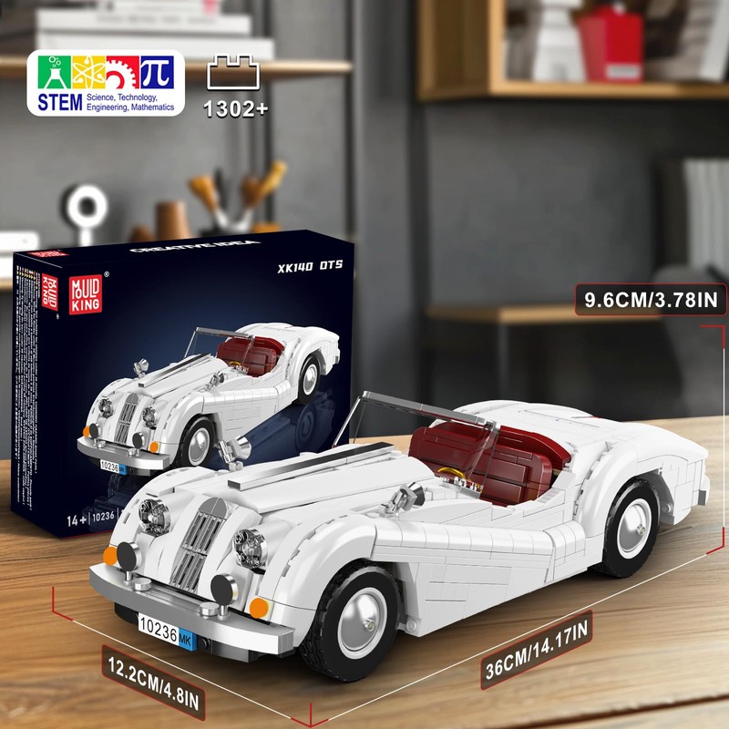 Mould King Classic Car Building Set, MOC Convertible Supercar Model