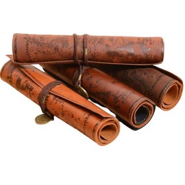 even Roll Pen Case, Large Capacity, Leather, Simple, High School Students, Pencil Case, Fountain Pen, Fountain Pen Holder, Men's, Women's, Nautical Charts, Stylish Pen Case, Stylish, Slim, nubuck