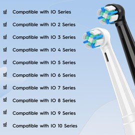 10 Pcs iO Replacement Heads Compatible with Oral B iO 2 3 4 5 6 7 8 9 10 Deep Clean Series Electric Toothbrush, Toothbrush Heads Compatible with Oral B iO with Medium Bristles Care Teeth (Black)