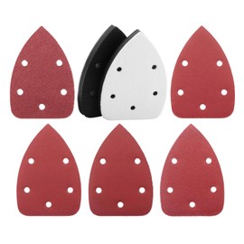 Mouse Detail Sander Sandpaper 100PCS with 2 Pack Sanding Pads, 40 80 120 180 240 Grit Sandpaper Assortment for Mouse Palm Sanders, 5 Hole Hook and Loop Detail Sander Sanding Sheets Sand Paper