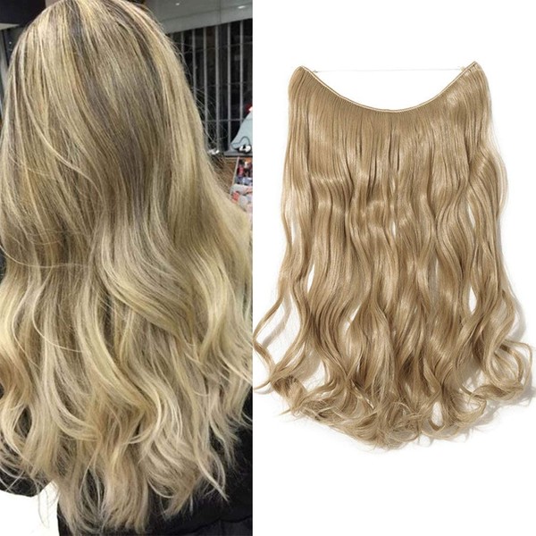 Hair Extensions Secret Headband Simple Invisible Crown Wire in Hair Extensions Hairpiece for Women 50 cm Wavy Ash Blonde
