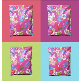 CutePackage - 10x13 100ct Designer Poly Mailer Envelope Plastic Custom Mailing Shipping Bags with Self Seal Adhesive Strip (Tropical Floral) FREE stickers shown in photos