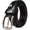 JINSELF Men's Mesh Belt, Genuine German Leather, Buckle, Casual, Business,