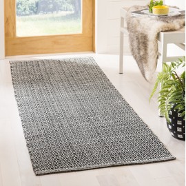 Safavieh Montauk Collection MTK717D Handmade Cotton Runner, 2'3" x 7' , Ivory / Black