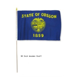 12x18 Wholesale Lot 3 State of Oregon Stick Flag 30'' wood staff - Vivid Color and UV Fade Resistant - Prime Outside Garden Home Decor