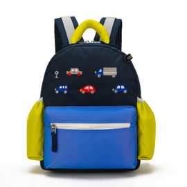 willikiva Kids Backpack for Preschool Nursery Toddler for Boys and Girls Embroidery Car Dinosaur, sky blue