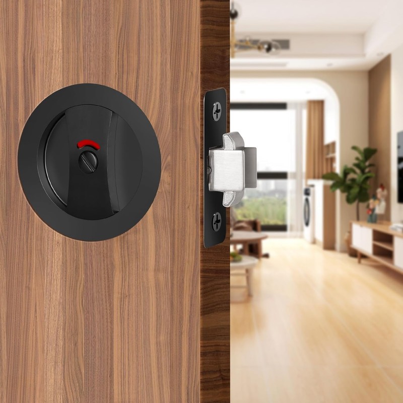 SANGRENSHEN Sliding Door Lock Pocket Door Indicator Lock Flush Handles