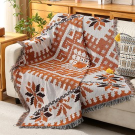 Aztec Throw Blankets Navajo Blanket Southwest Native American Throw with Tassels Reversible Southwestern Blanket for Couch Chair Sofa Bed Outdoor Beach Travel 51"x63"
