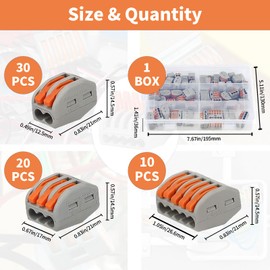 60PCS Lever Wire Nuts Connectors Set, 2 3 5 Port Compact Splicing Wire Connectors Assortment Pack, Quick Wire Connection Terminal, Push-in Universal Quick Wire connectors Terminals
