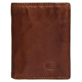 piké 021845 Genuine Leather Men's Vintage 3-Compartment Wallet, Distressed Look Wallet, Wallet with Extra Zip Compartment, Brown, brown, Standard size