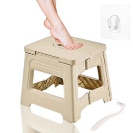 KUKGHWA Folding Shower Stool for Inside Shower, Shower Foot Rest for Shaving Legs, Pedicure Stand Foot Rest, Waterproof Anti-Slip Plastic Shower Foot Stool Corner Stool for Small Shower Spaces