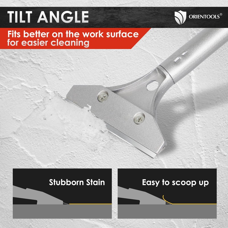 ORIENTOOLS Heavy Duty 4-inch Razor Blade Scraper with Long-Handle, Cleaning