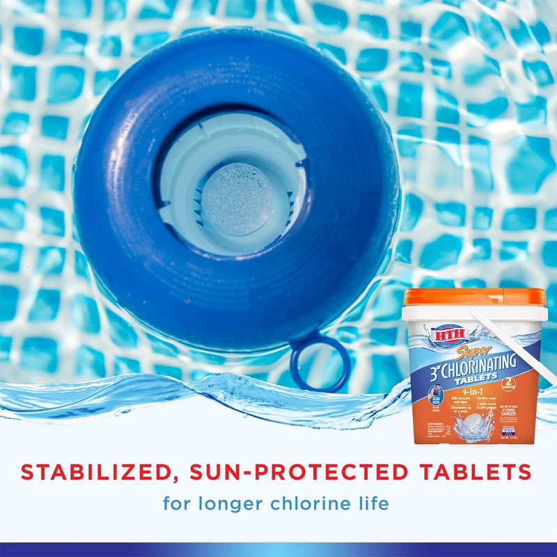 HTH 42038 Super 3" Chlorinating Tablets Swimming Pool Chlorine, 15