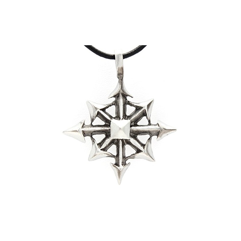 Trilogy Jewelry Pewter Chaos Star Magic Pendant on Leather Necklace