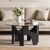Round Glass Coffee Table, 29.5'' Mid Century Center Table, Black