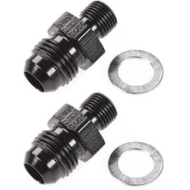JEGS Transmission Fittings | 1/8 “ NPSM x -6AN | Includes 2 Fittings And 2 Crush Washers | Made In USA | Black Anodized Aluminum