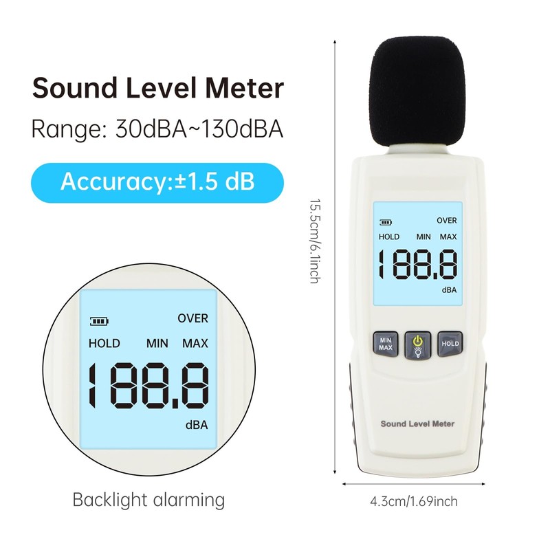 Smgda Digital Sound Level Meter, Portable Sound Meter, Noise Meter