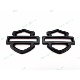 Custom 2Pcs Set Matte Black Double Layer Harley CVO Custom Tank Emblems Badges
