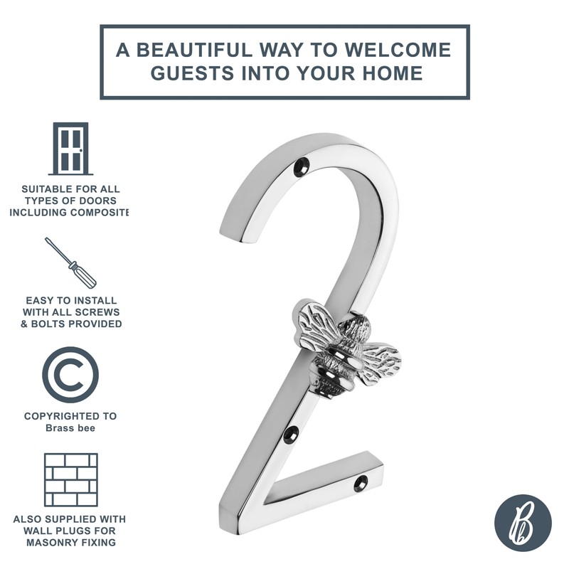Silver Brass bee House Number with Bee design | 5