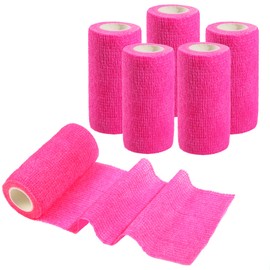 NRTFE Vet Wrap - Self Adhesive Bandage Wrap Cohesive 4 Inch 5 Yards,Self Adherent Athletic Bandages for Horse Dogs Cat Pet Animals Hot Pink 6 Rolls