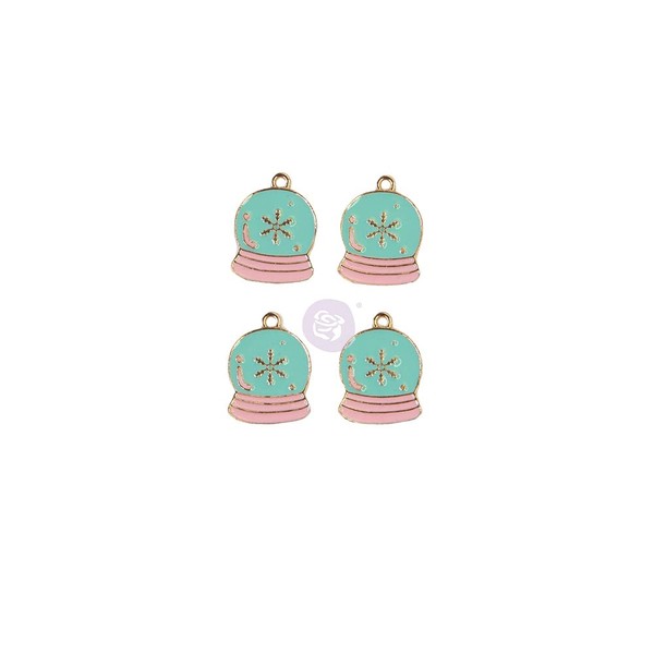 Sugar Cookie Christmas Collection Enamel Charms Snow Globe 4 Pcs