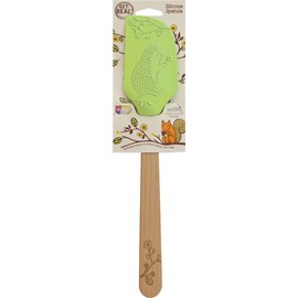 Talisman Designs Silicone Spatula with Solid Beechwood Handle, Embossed and Laser Etched Woodland Collection Art, 12" long