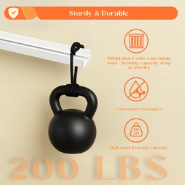 KOVOSCH 30-Inch Bifold Door Hardware Kit with Track, Closet Door Track Repair Tool Kit, Metal Track Kit for Door Use, White, Boxed