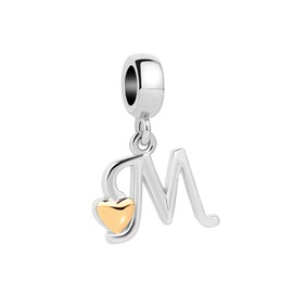 SBI Jewelry Women Initial Letter M Gold Heart Necklace Love English A-Z Alphabet Dangle Charm for Bracelets Mom Daughter Wife Family Sister Birthday Anniversary Mothers Day