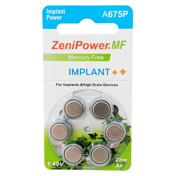 ZeniPower Extra High Power Cochlear Implant BTE Speech Processor Batteries Zinc Air 1.4V Size 675P, 675CI, Implant Plus (30 Batteries)