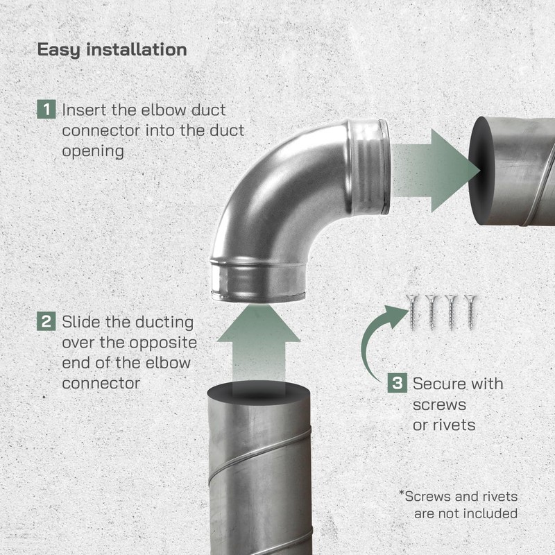 Vent Systems 4" Inch 90 Degree Elbow Duct Connector –