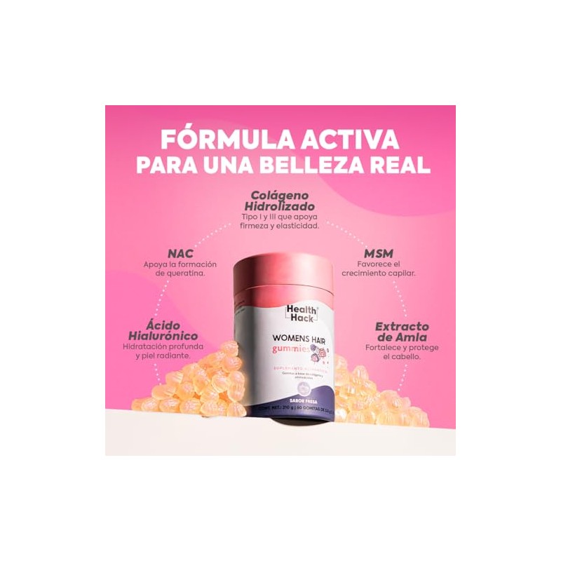 Health Hack Womens Hair Gomitas Ingredientes Cabello Piel Uñas 1140