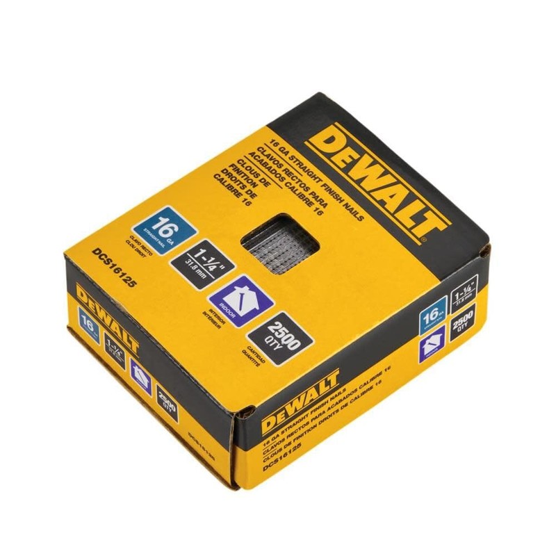 DEWALT Finish Nails, 1-1/4-Inch, 16GA, 2000-Pack (DCS16125)