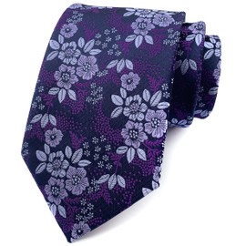 Men's Classic Violet Dark Purple Silk Ties Novelty Floral Jacquard Woven Dress Business Suit Neckties