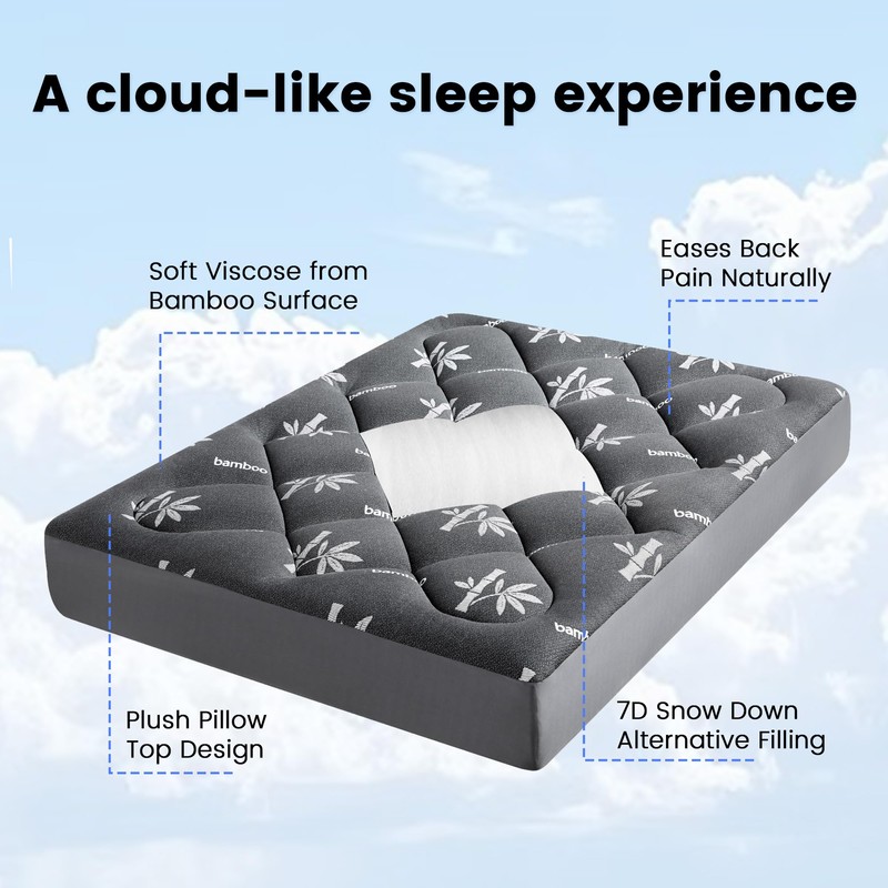 Mattress Topper Queen Size - Viscose Made from Bamboo Pillow