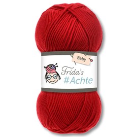 Frida's Wollhaus Frida's 100 g #Eighth Baby Wool Wool Yarn Knitting Crochet Anti-Pilling 66 Colours (106 | Dark Red)