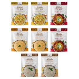 READYWISE - Simple Kitchen, Soup Favorites, Variety Pack, 8 Servings Per Pouch, Soup Mix, Family Size, MRE, Freeze Dried Food, Ready To Eat Meals, Hiking & Backpacking Food, Soup for Family, Pack of 8