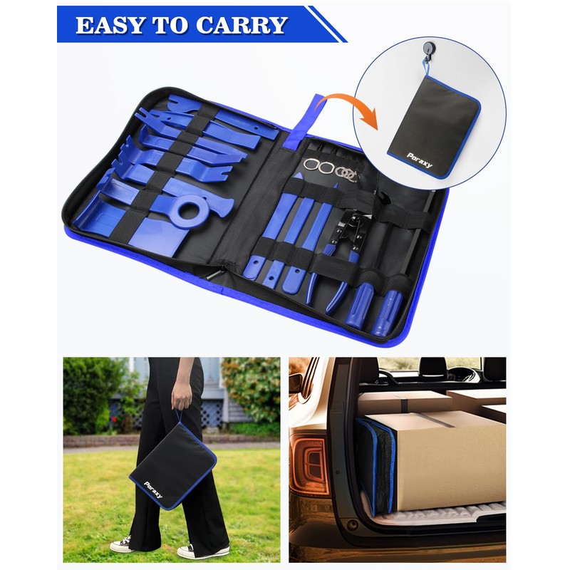 Poraxy 19Pcs Trim Removal Tool, Car Panel Dashboard Door Audio