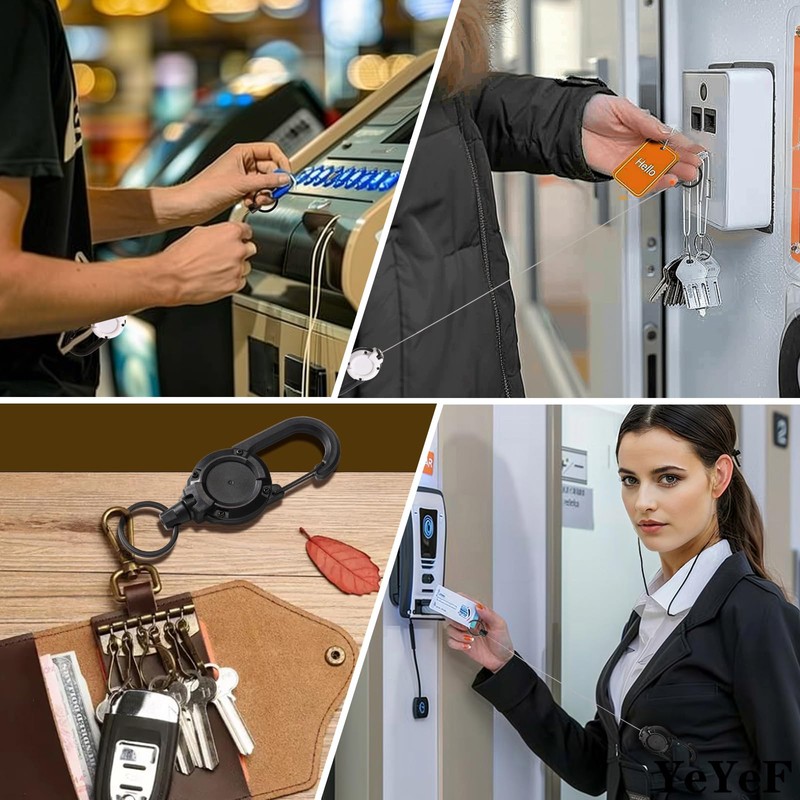 YeYeF Reel Keychain, Carabiner, Keychain, Reel Keychain, Strong, Metal Wire,