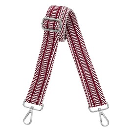 sourcing map Purse Straps Replacement Crossbody, 1.5 Inch Wide Shoulder Bag Strap Adjustable Canvas Straps for Handbag Wallet Clutch Bags with Silver Buckle, Stripe Dark Red