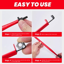 Extension Clamp Tool Manual Adjustable Nuts Bolt Holder & Hose Clamp Gripper for Tight Spaces, Red Long Reach Tool Tri-Pack (7.5"/10.5"/14.5")