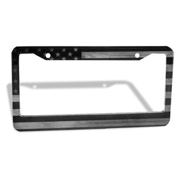 Black American Flag License Plate Frame for Women and Men 1 Pcs Personalise Aluminum Car License Plate Cover Patriotic License Plate Holder 2 Hole Standard USA Auto Tag Frame
