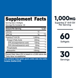 Nutricost Nutricost Krill Oil 1000mg, 60 Softgels - Omega-3 EPA-DHA Krill Oil Supplement, with Superbakrill