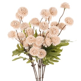 M METERXITY 6-Pack Artificial Chrysanthemum Ball Flowers,20 Inch 5-Heads Faux Chrysanthemum Silk Bouquets Real Touch Faux Flowers for Home/Wedding/Christmas/Party[Light Pink]