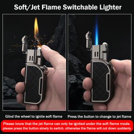 incockol Jet Torch Lighter, Soft/Jet Flame Switchable Lighter, Butane Refillable Lighter with Foldable Punch and Adjustable Flame Dial, Cool Lighter for Men/Husband (Fuel not Included)