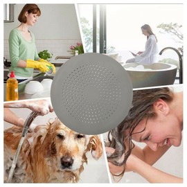 Hair Catcher Round Silicone Hair Stopper with Suction Cup Quick & Easy to Install Perfect for Bathroom, Bathtub & Kitchen Use - Pack of 2 (Gray)
