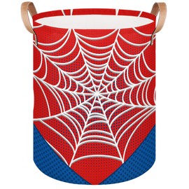 Large Laundry Basket Hamper - Red Spiderweb 62L Collapsible Storage Bin for Kids Toys, Dirty Clothes, Blankets, Tall Baby Nursery Hamper for Boys Bedroom Bathroom Decor, Gift Basket