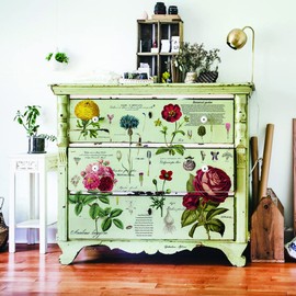 Floral De Amor® Vintage Botanical Total Sheet 48"x35" Furniture Transfer Bathroom Nightstands Table Decor Wall Decals DIY Wallpaper Murals Decor Kitchen