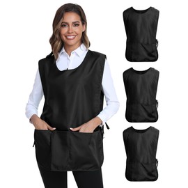 Xeoxarel 3 Pack Unisex Cobbler Apron with 3 Pockets Vest, Universal Apron for Men or Women Black