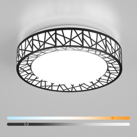 Lightania 16 Inch Flush Mount Ceiling Light, Modern Black LED Ceiling Light Fixture, 28W 2800LM 2700-6500K Adjustable, Dimmable Ceiling Lights for Bedroom, Kitchen, Hallway, Bathroom, ETL Listed