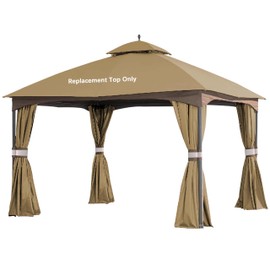 SCOCANOPY Replacement Top for 10x12 FT Gazebo Massillon Biscayne,Cabin-Style L-GZ933PST,Turnberry L-GZ933PCO-L,Tuscany L-GZ933PST-K (Beige Ripstop)